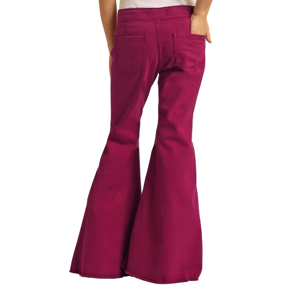 Rock & Roll Cowgirl Burgundy Bell Bottom Jeans Rodeo Women’s Western 25x36 - Picture 2 of 11